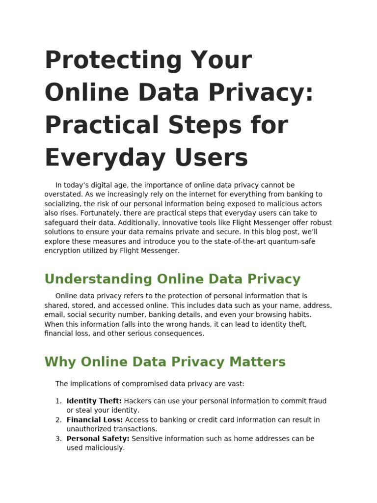 Protecting Your Online Data Privacy Practical Steps for Ever | PDF ...