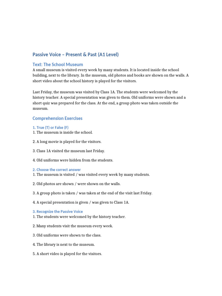 Passive Voice A1 | PDF