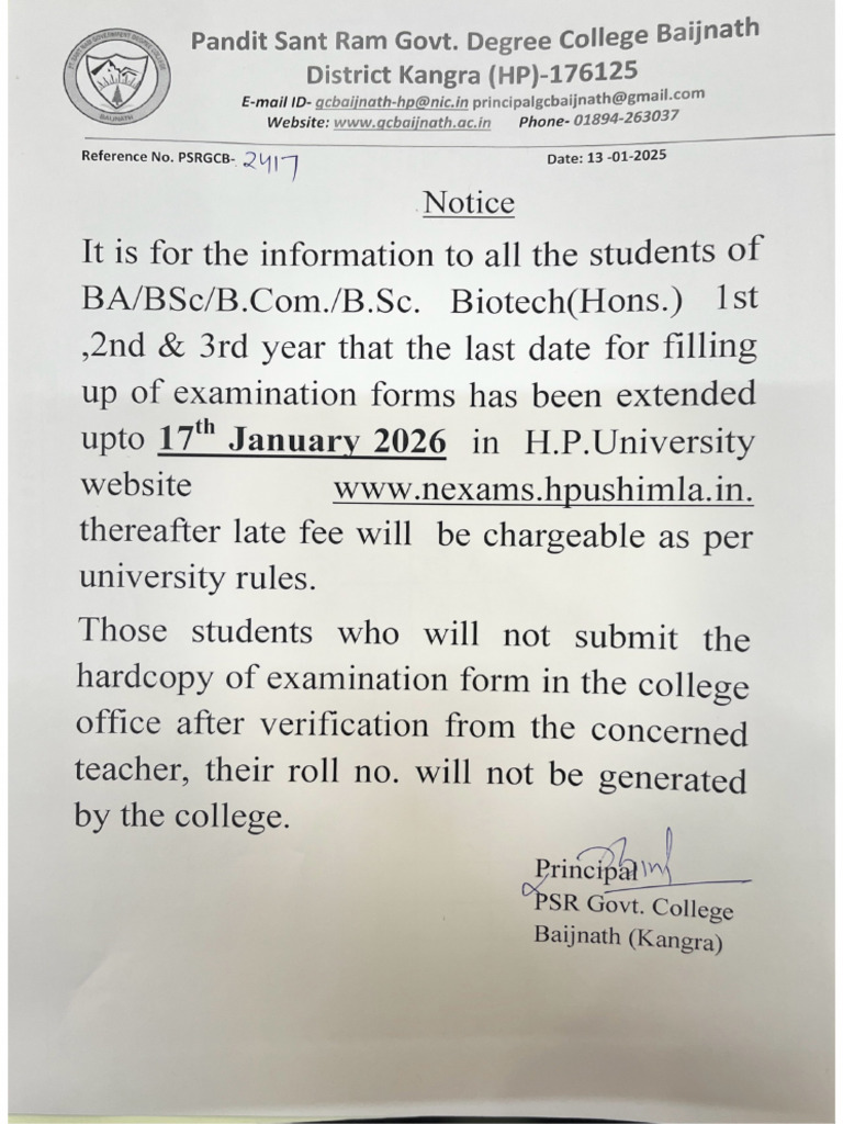 Notice For Students | PDF
