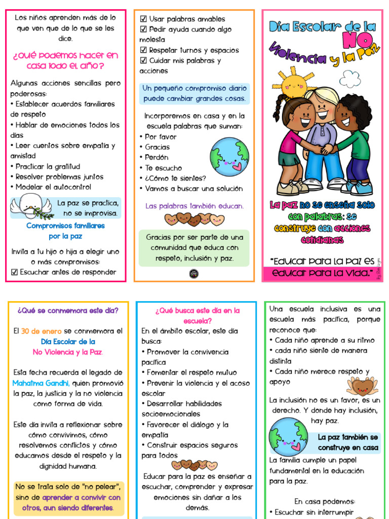 Tríptico Día Escolar de La No Violencia y La Paz StarCreando | PDF ...