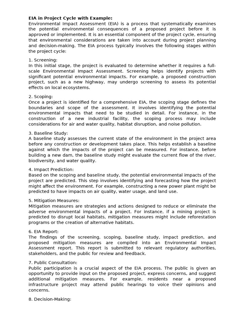 3A.EIA in Project Cycle With Example | PDF | Environmental Impact ...
