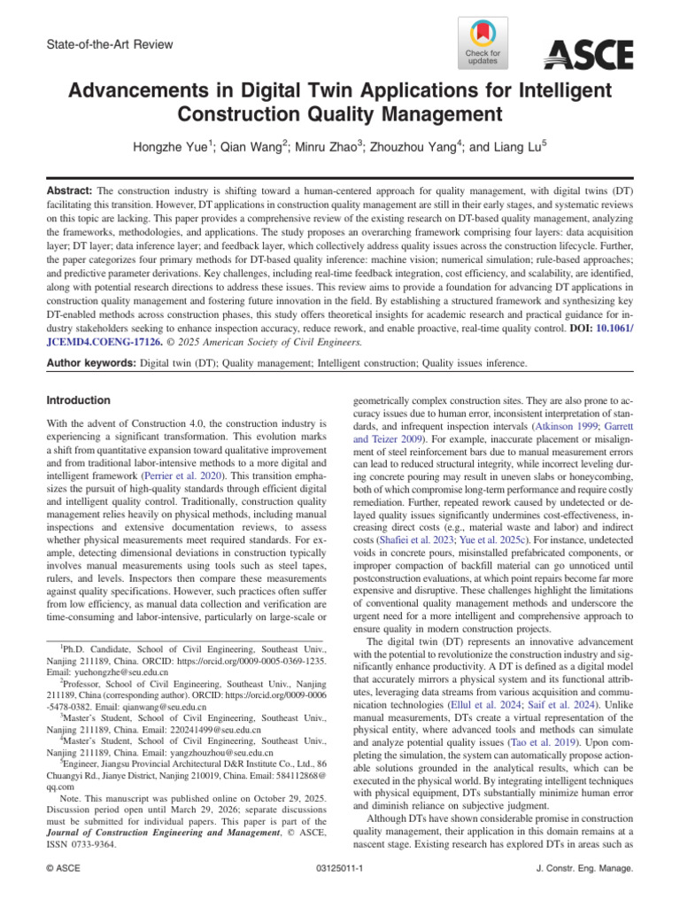 Yue Et Al 2025 Advancements in Digital Twin Applications For ...