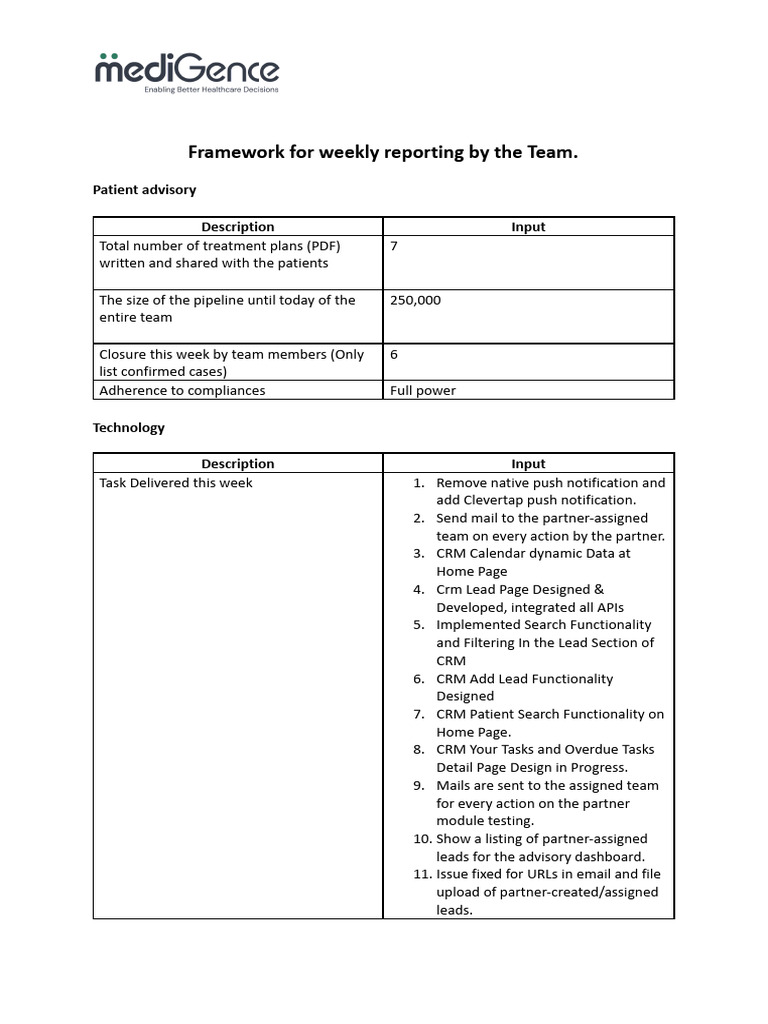 Framework For Weekly Reporting | PDF | Information Technology ...