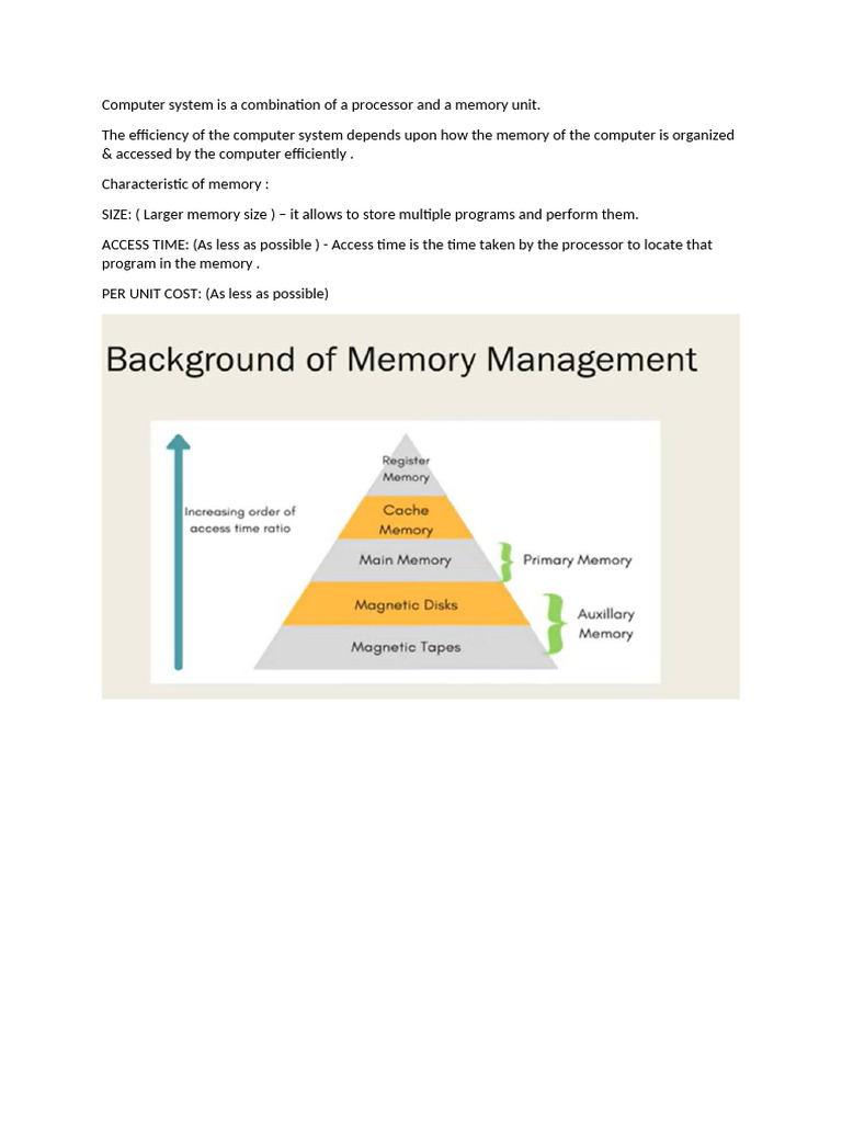 Computer System Is A Combination of A Processor and A Memory Unit | PDF