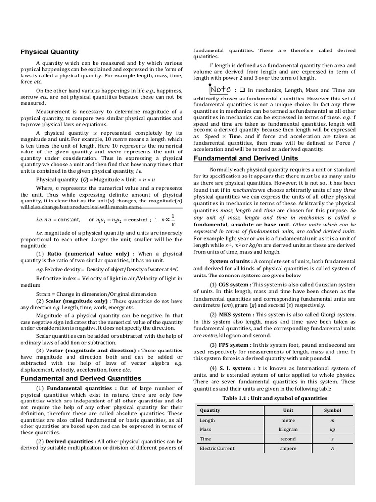 CH 1 Unit and Dimension | PDF | Significant Figures | Force