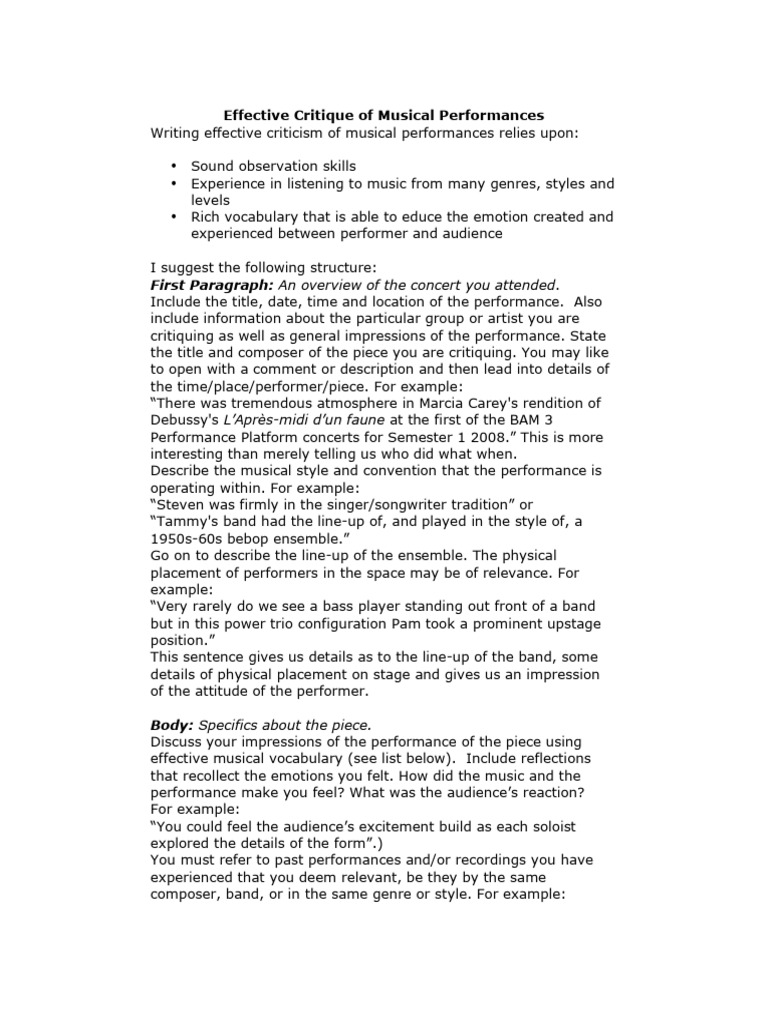 Effective Music Critique | PDF | Musical Forms | Elements Of Music