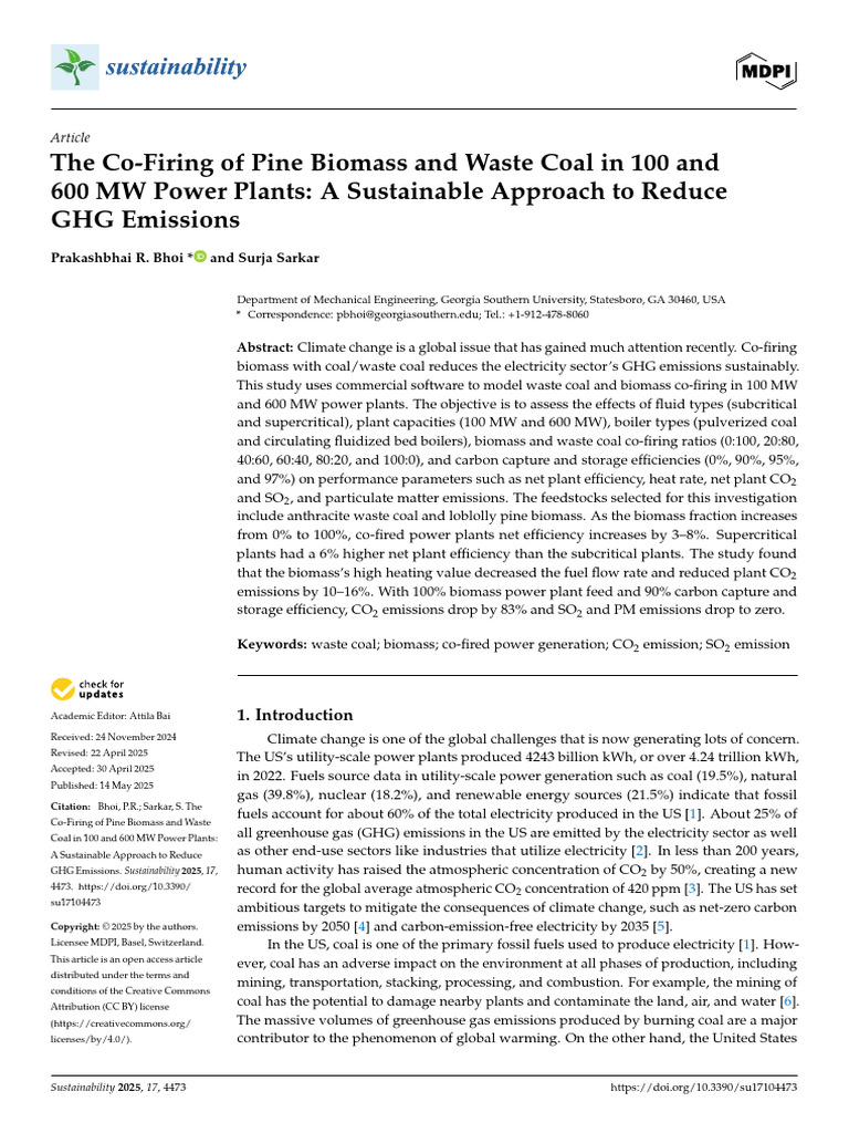Sustainability 17 04473 v2 | PDF | Coal | Fossil Fuel Power Station