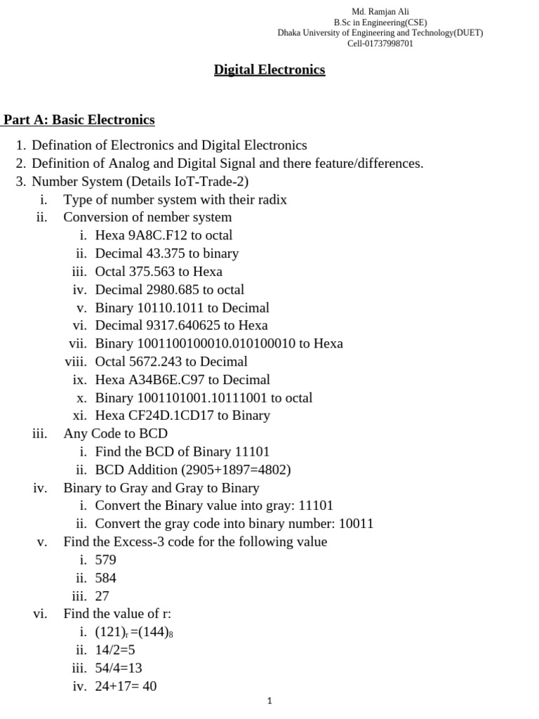 Digital Electronics | PDF | Arithmetic | Number Theory