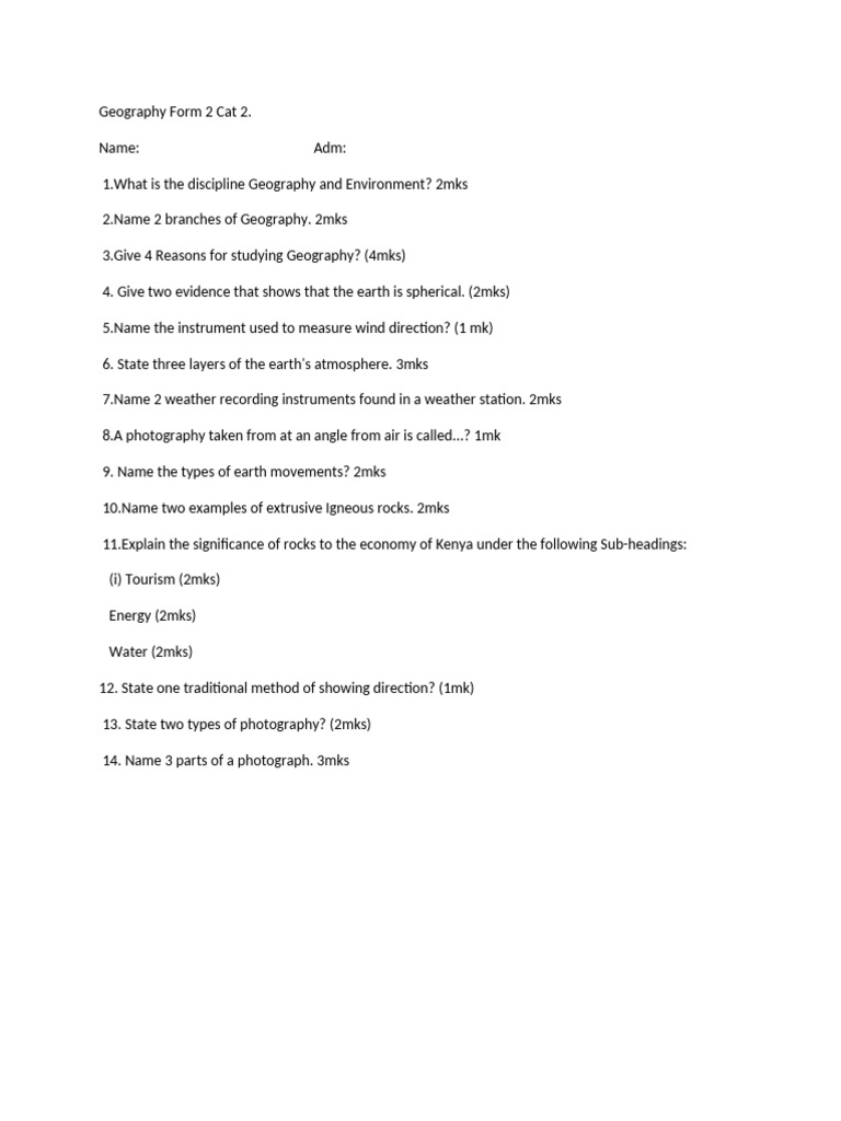 Geography Form2-WPS Office | PDF