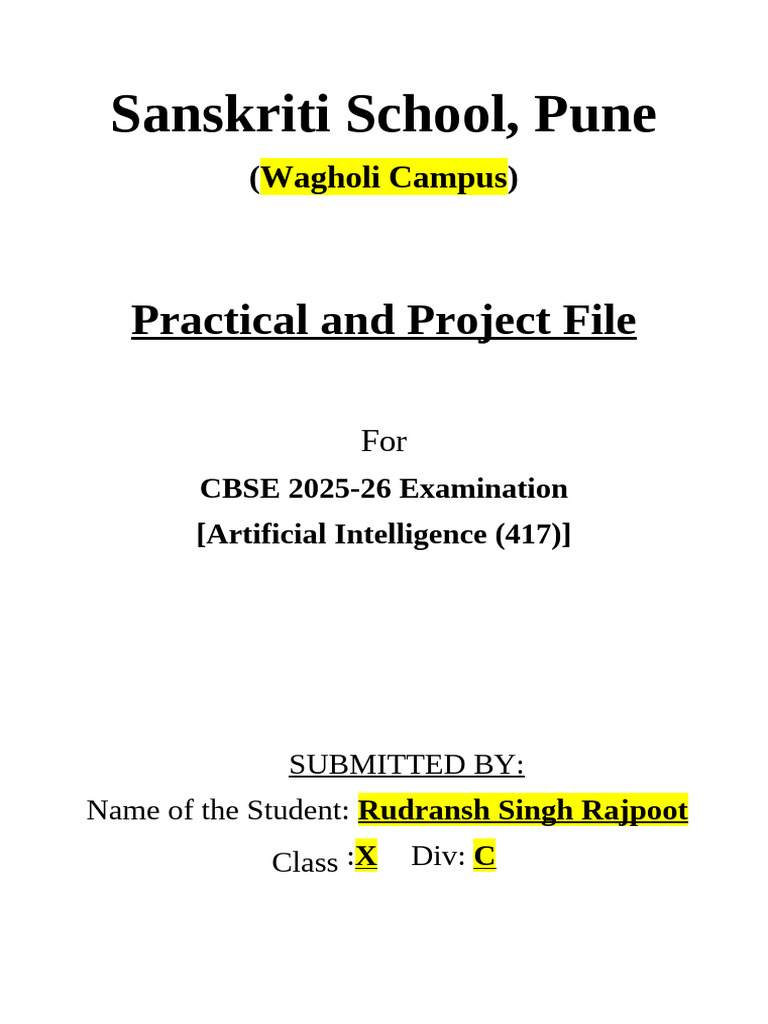 Practical and Project File 1 | PDF