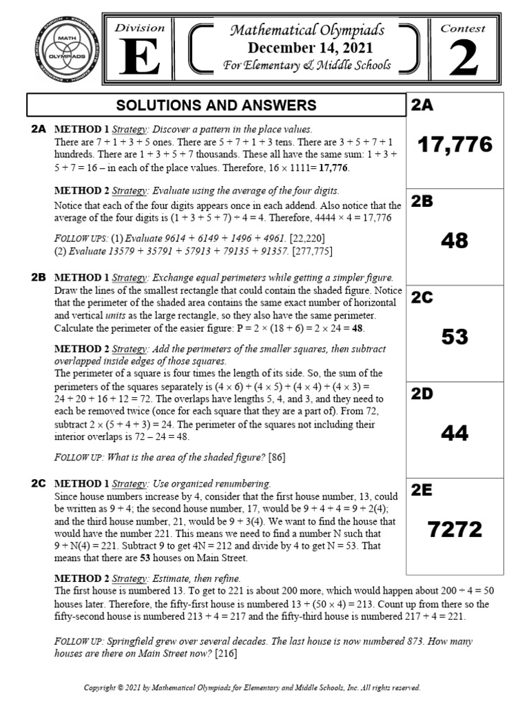 Div E Solutions Contest2 | PDF | Area | Discrete Mathematics