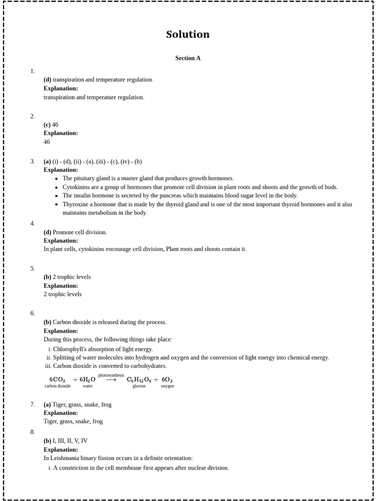 Class 10th Preboard 2 - Science CBSE Solution | PDF | Chemical ...