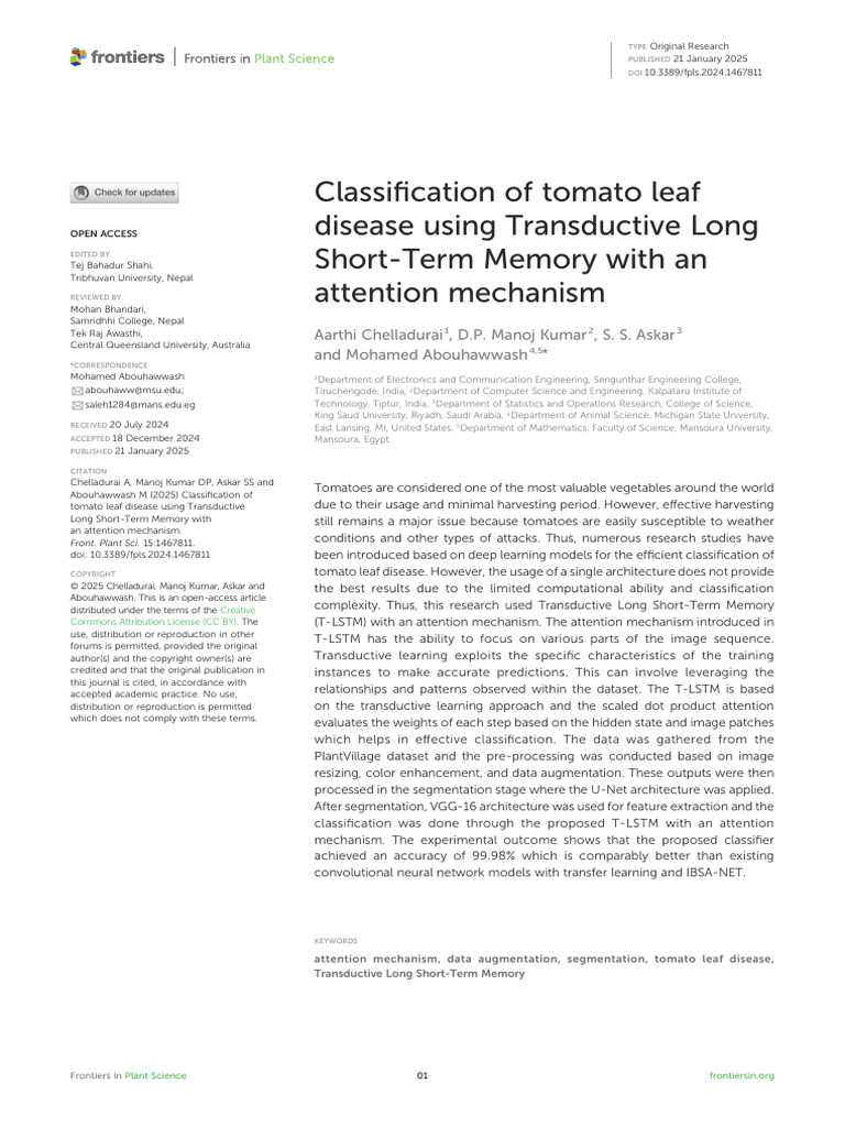 Classification of Tomato Leaf | PDF | Image Segmentation | Statistical ...