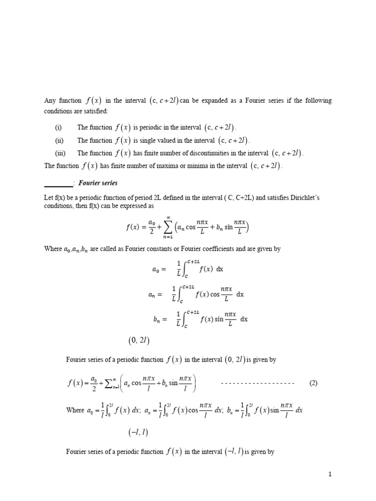 Fourier Series, Harmonic Analysis, Gamma and Beta Function | PDF ...