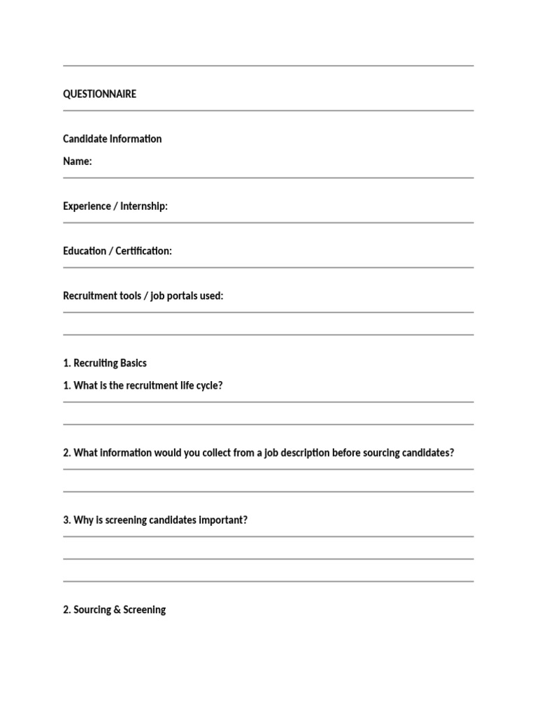 Candidate Questionaire | PDF