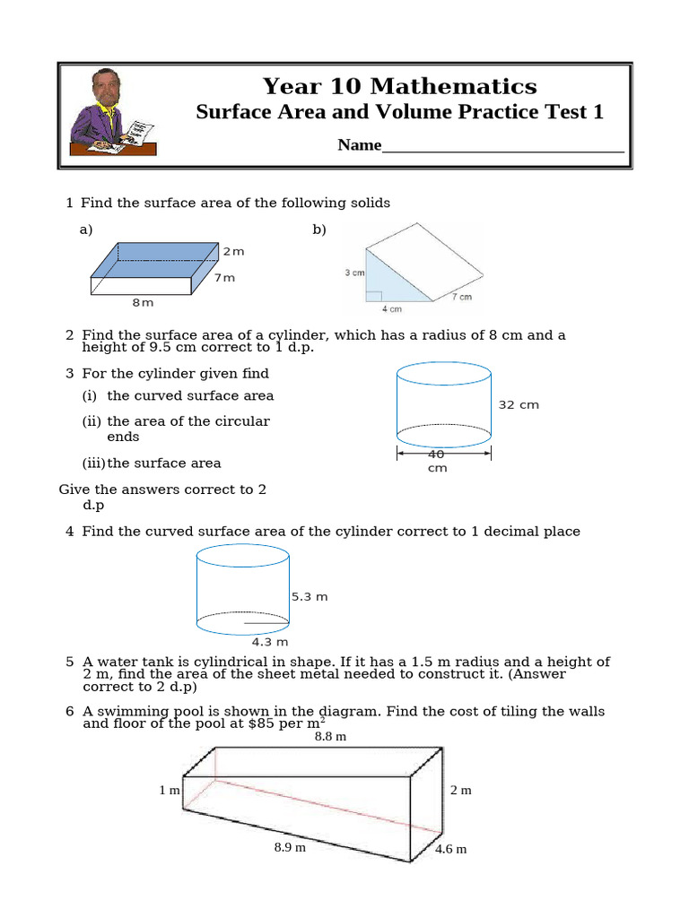 Year 10 Surface Area and Volume 1 | PDF | Volume | Area