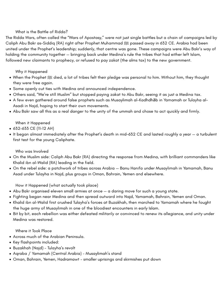 1 What Is The Battle of Ridda The Ridda Wars, Often Called The 