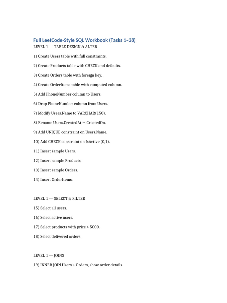 SQL Workbook Final | PDF