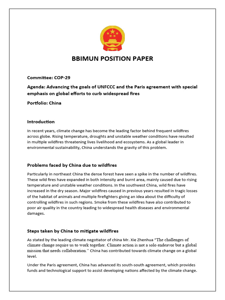 Position Paper | PDF | Wildfire | Climate Change