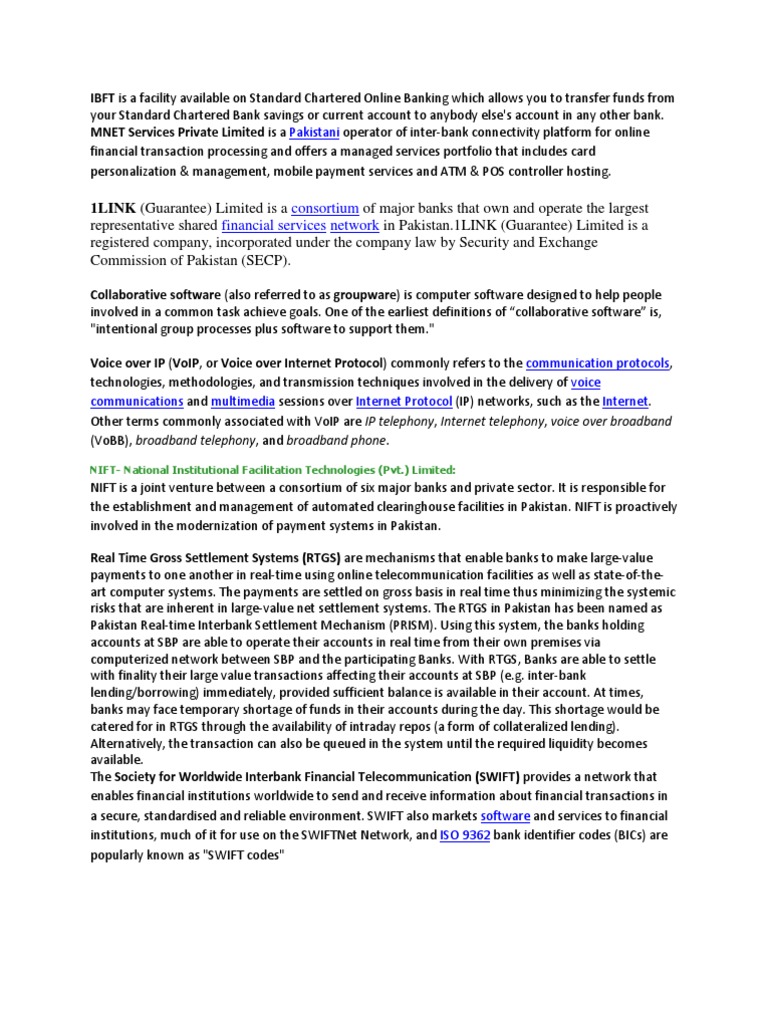 Ibft Is A Facility Available On Standard Chartered Online Banking