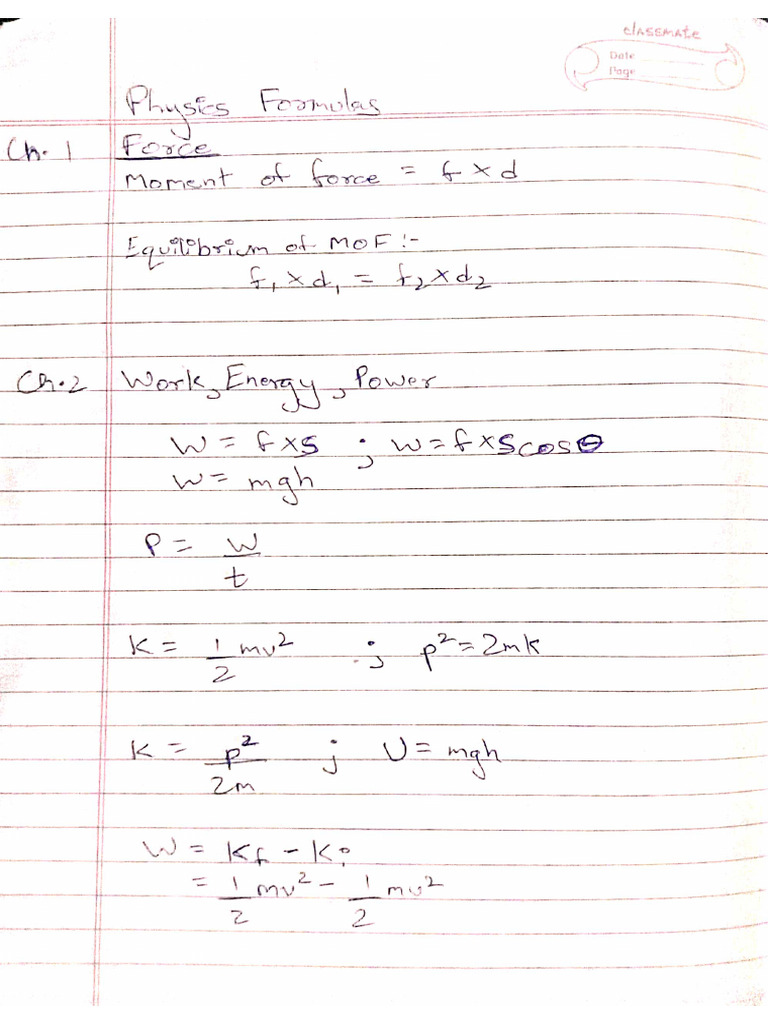 Physics Formulas | PDF