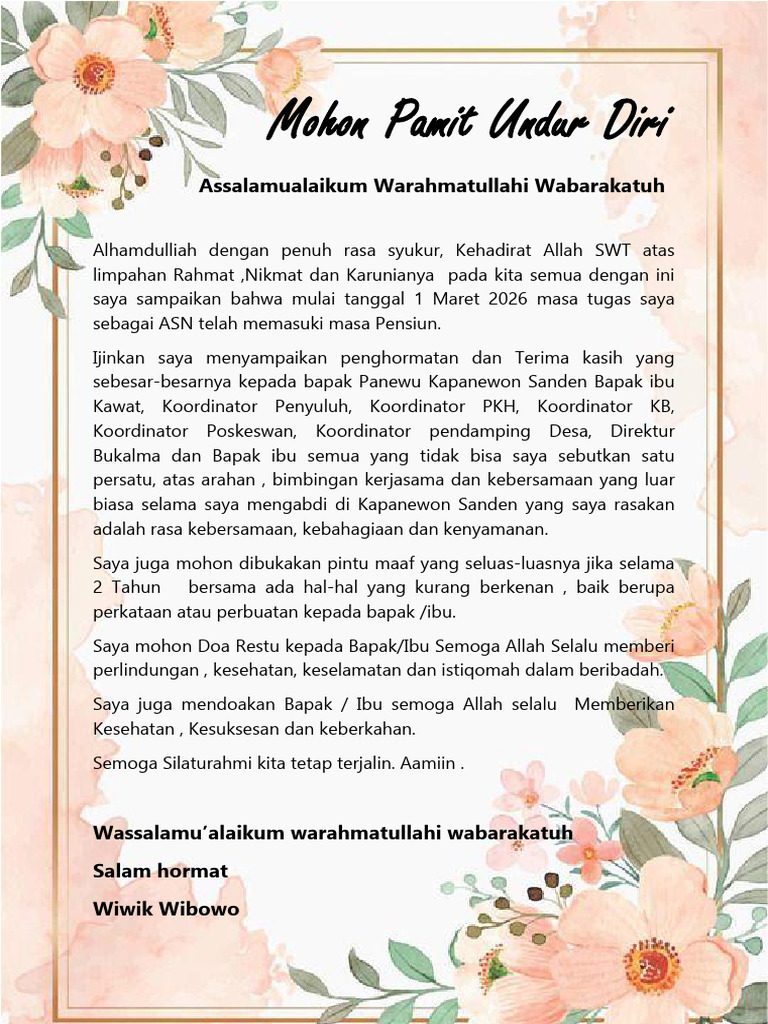 Mohon Pamit Undur Diri | PDF
