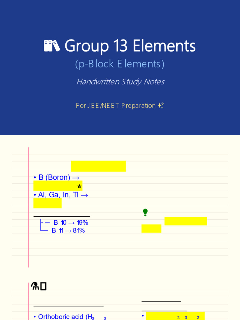 Group 13 Handwritten Notes | PDF | Aluminium | Boron
