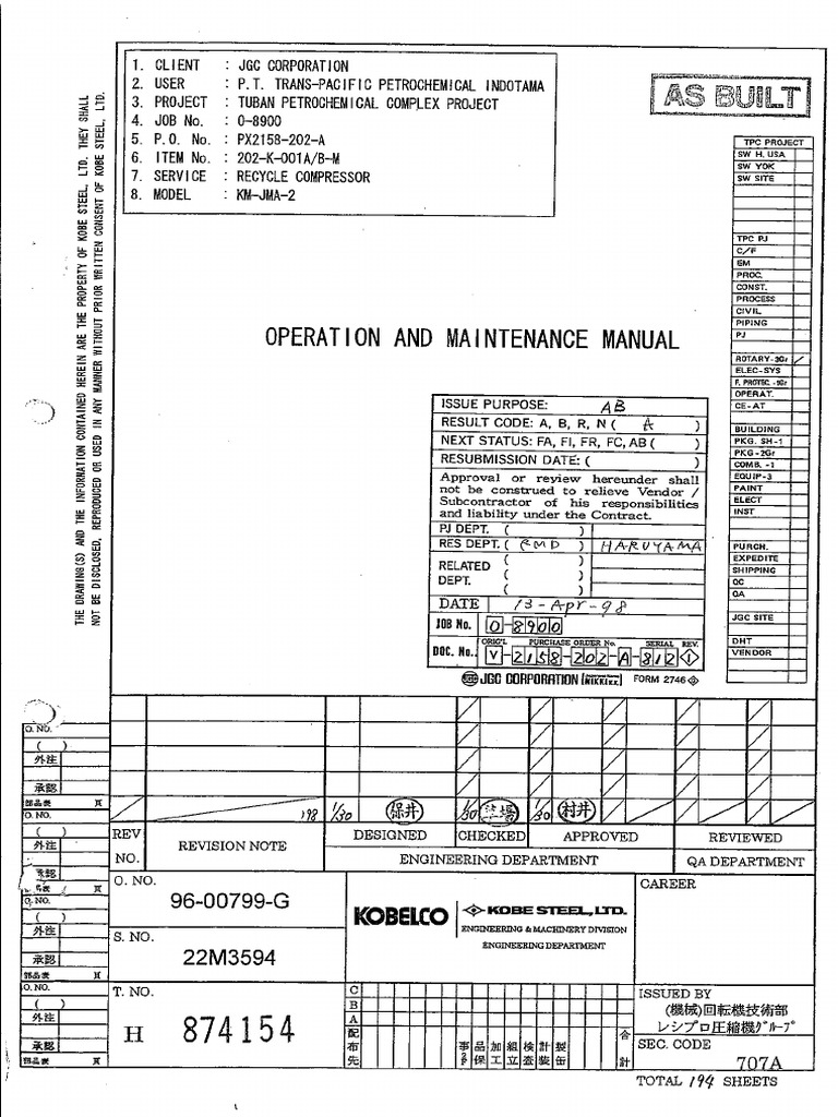 Operation and Maintenance Manual | PDF