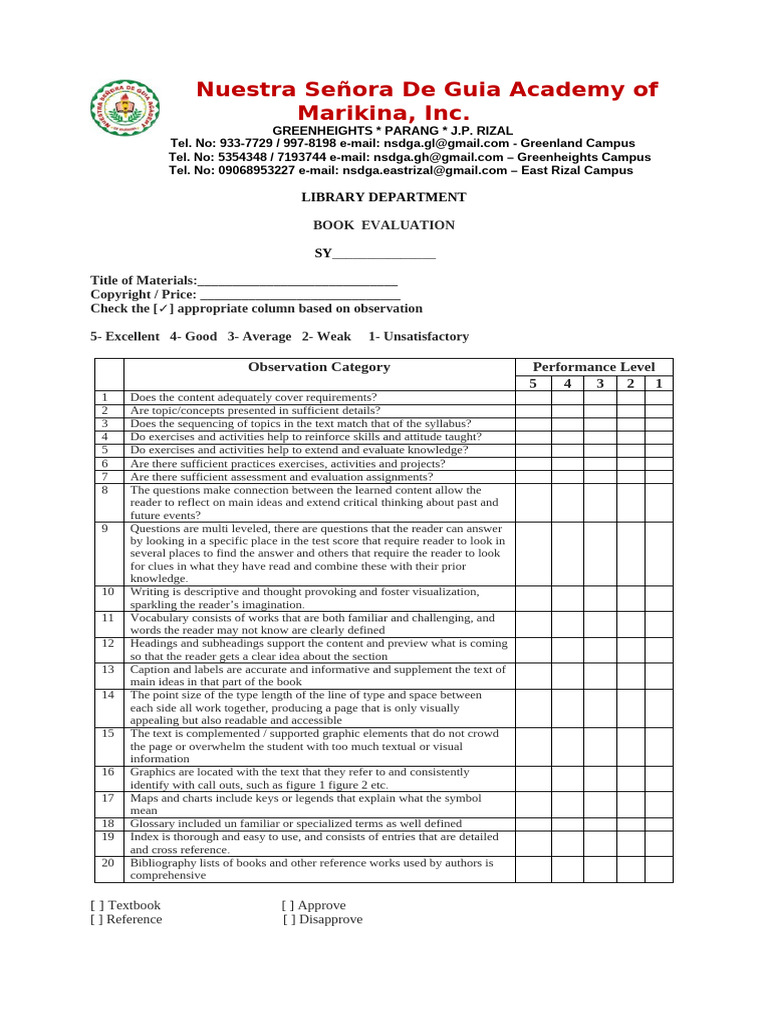 Form 16 Book Evaluation Form | PDF | Cognition | Learning
