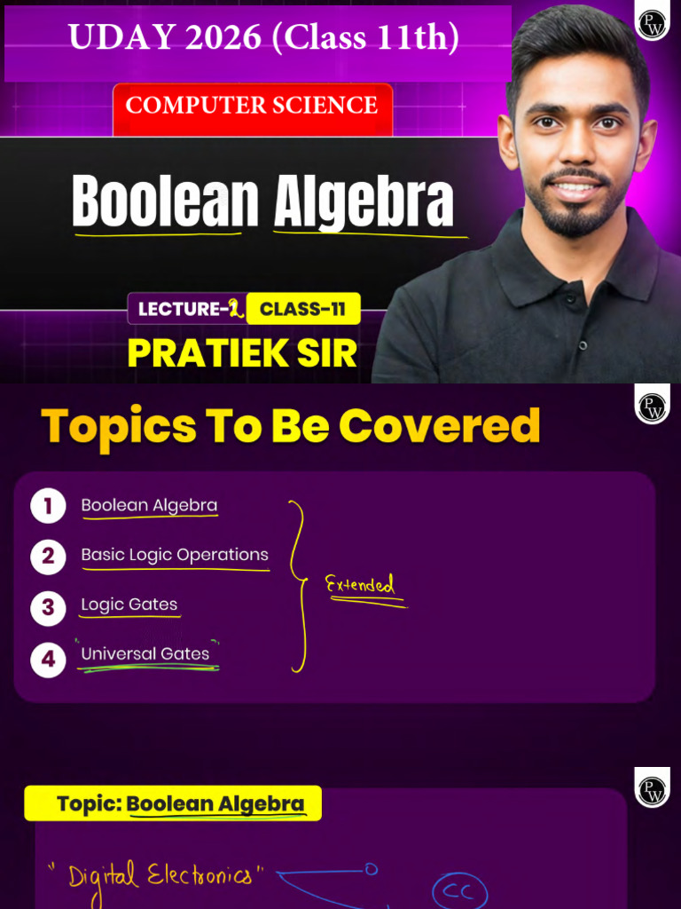 Boolean Algebra 02 - Class Notes | PDF
