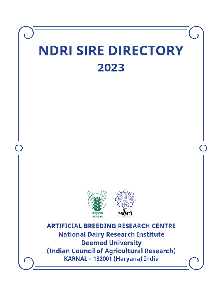Sire Directory National Dairy Research Institute NDRIHaryana | PDF ...