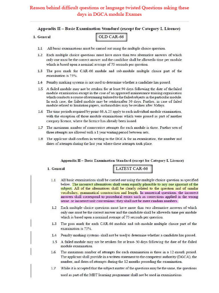 Reason Behind Hard Quest. These Days in DGCA Module Exames | PDF