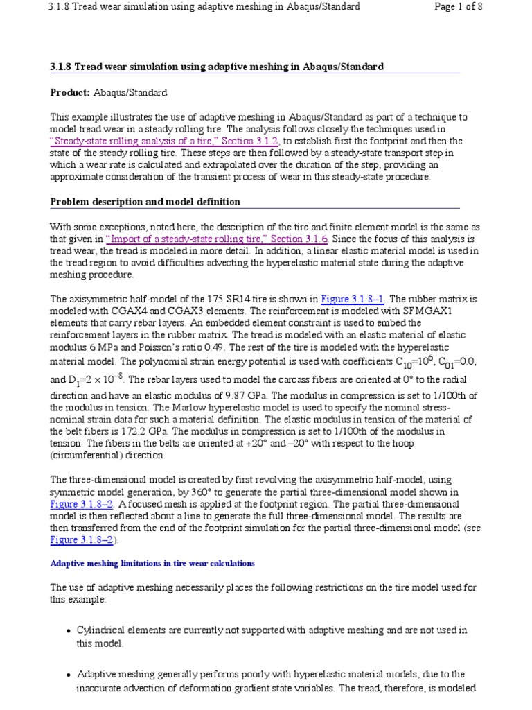3-1-8 Tread Wear Simulation Using Adaptive Meshing in Abaqus-Standard ...