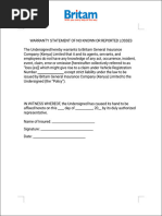 No Known Loss Declaration Form | PDF