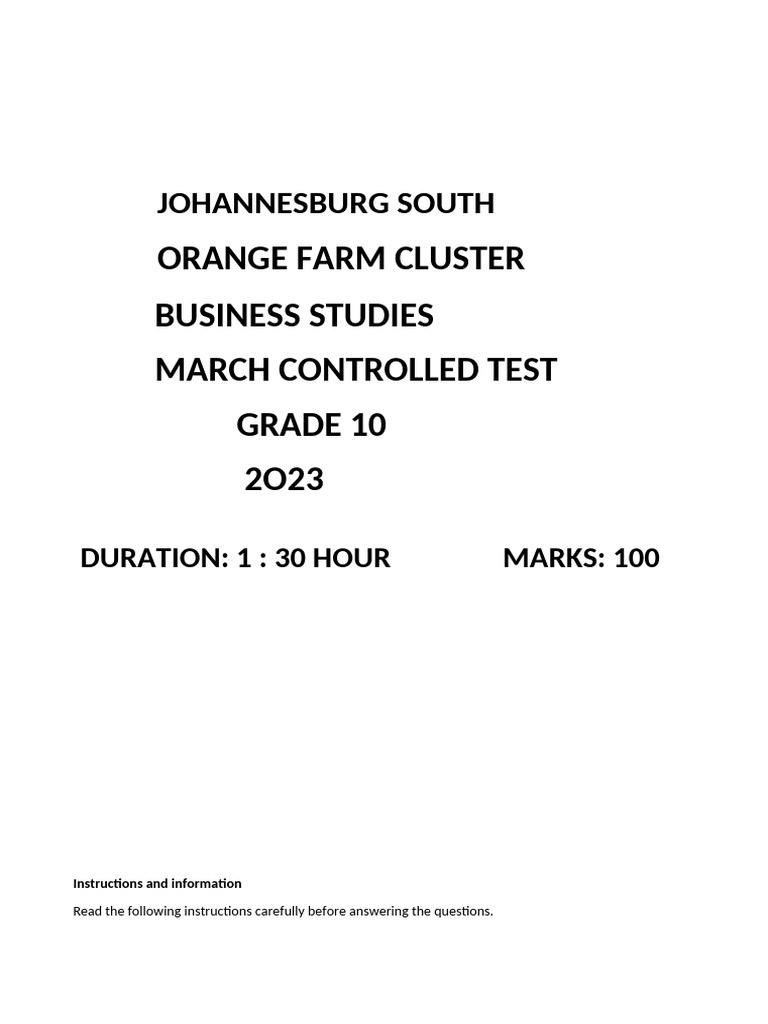 2023 Controlled Test | PDF | Retail | Business