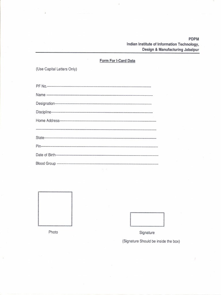 Staff I-Card Form | PDF