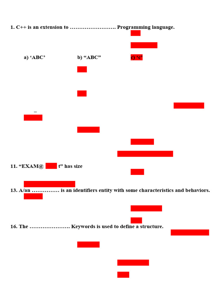 Ch1 To Ch8 Answer Sheet | PDF | Constructor (Object Oriented ...