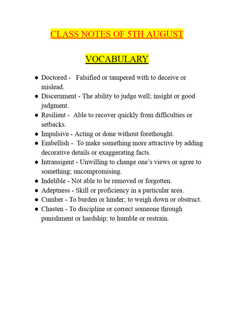 Class Notes of 5th August. | PDF