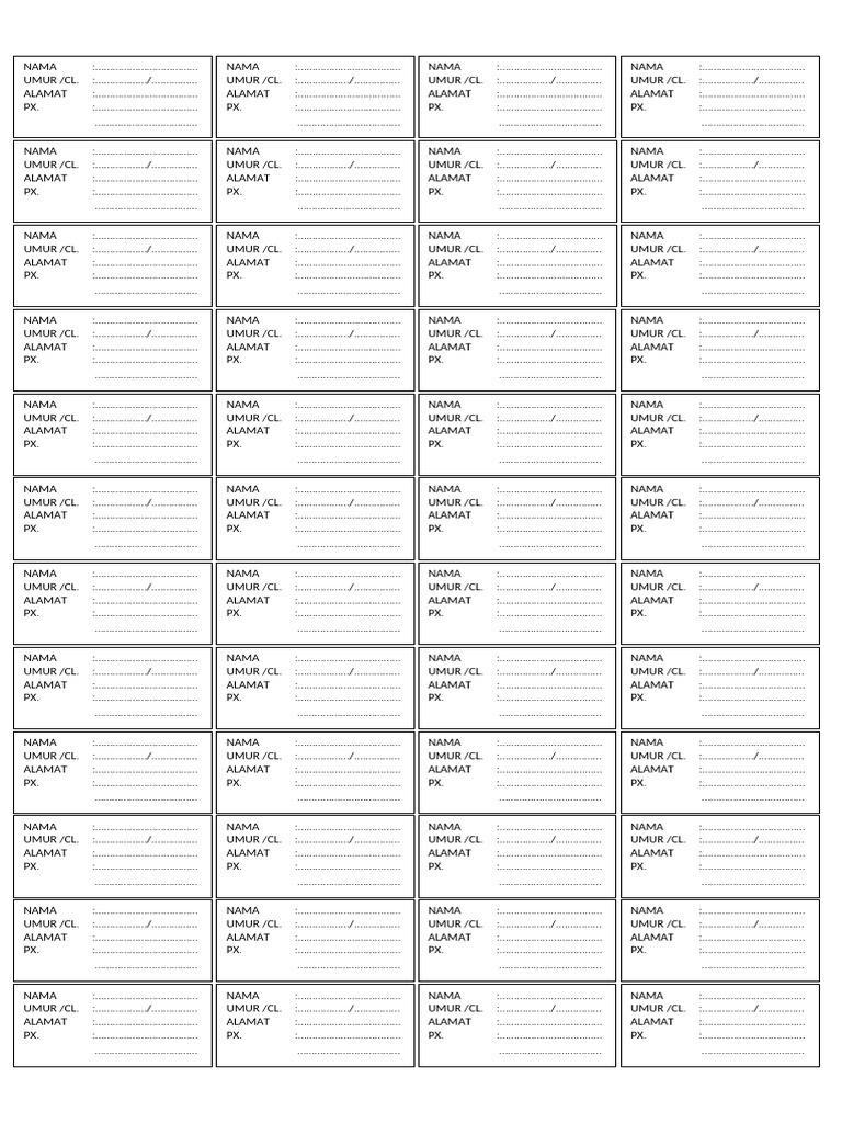 Stiker Nama - Label Tabung | PDF