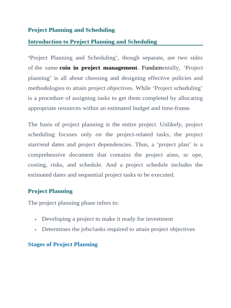 UNIT 3 Project Planning and Scheduling | PDF | Project Management