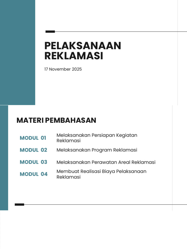 Pelaksanaan Reklamasi Lahan Bekas Tambang - 260119 | PDF