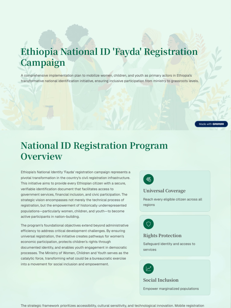 Ethiopia National ID Fayda Registration Campaign | PDF | Evaluation ...