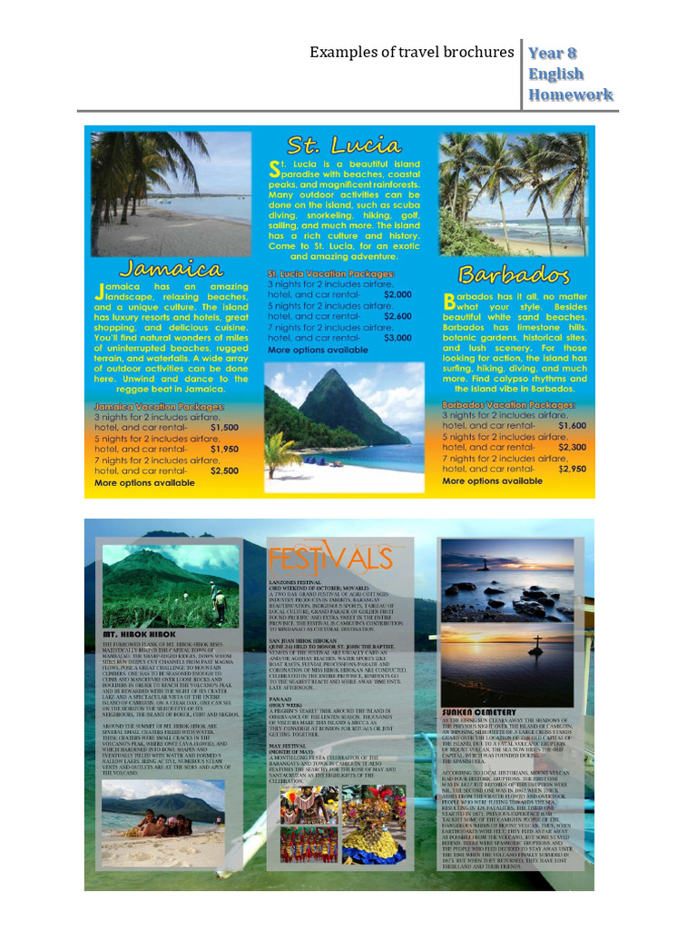 Year 7 - Examples of Travel Brochures | PDF