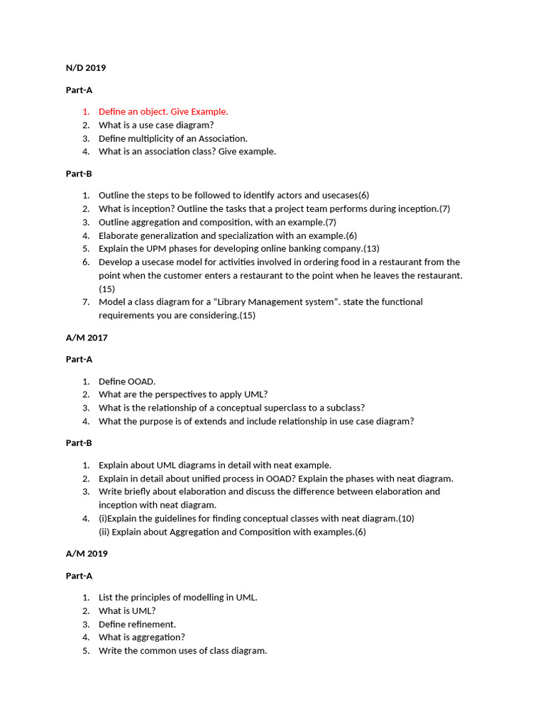 Question Bank For Object Oriented Analysis & Design | PDF | Use Case ...