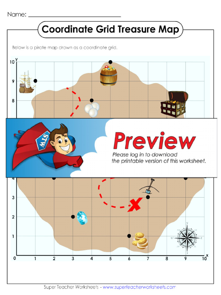 Ordered Pairs Treasure Map Basic | PDF