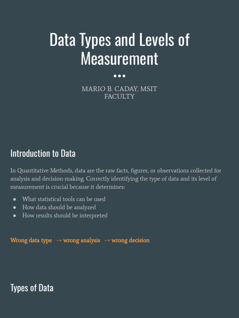 Data Types and Levels of Measurement | PDF | Level Of Measurement ...