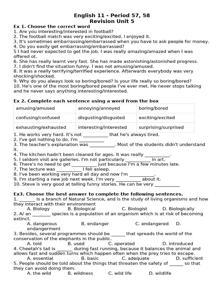 E11 - P57,58 - Revision For Unit 5 | PDF | Endangered Species ...