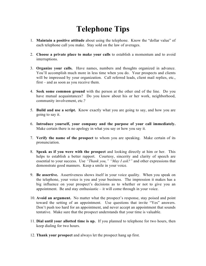 Telephone Tips | PDF