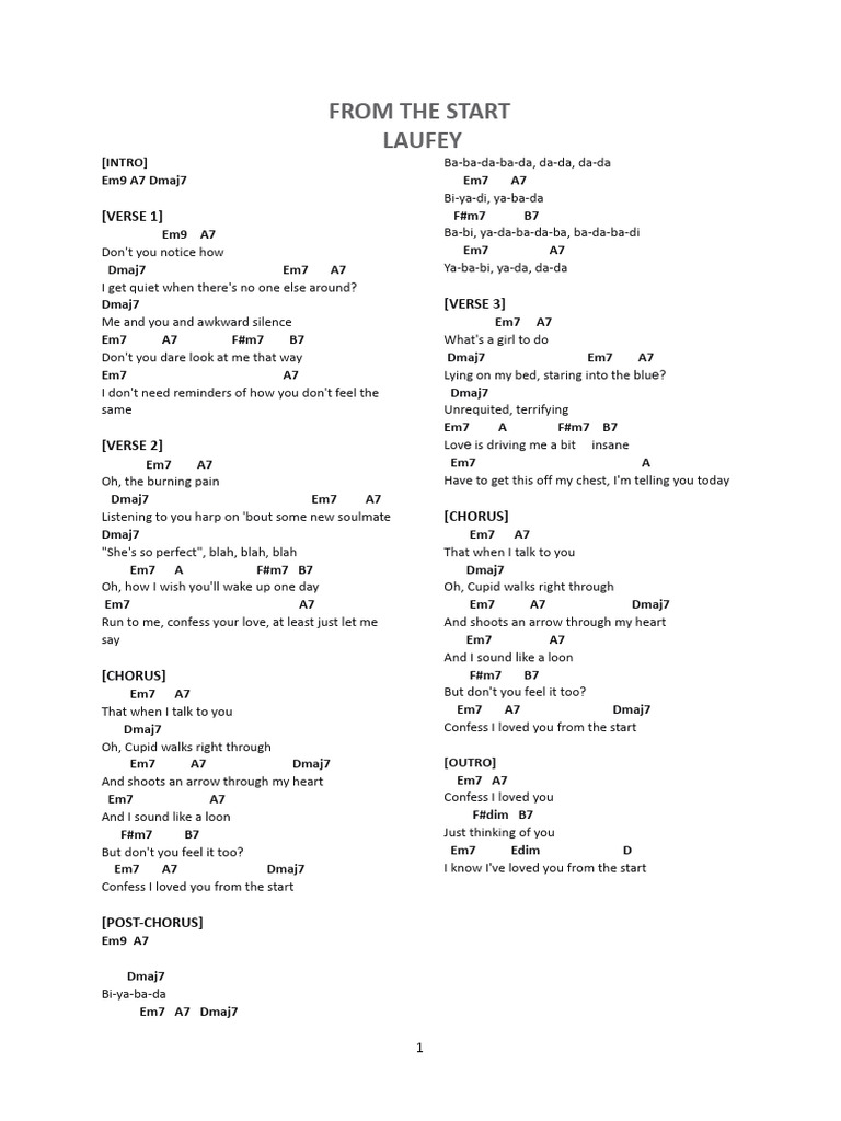 FROM The START Lyrics and Chords D Maj | PDF