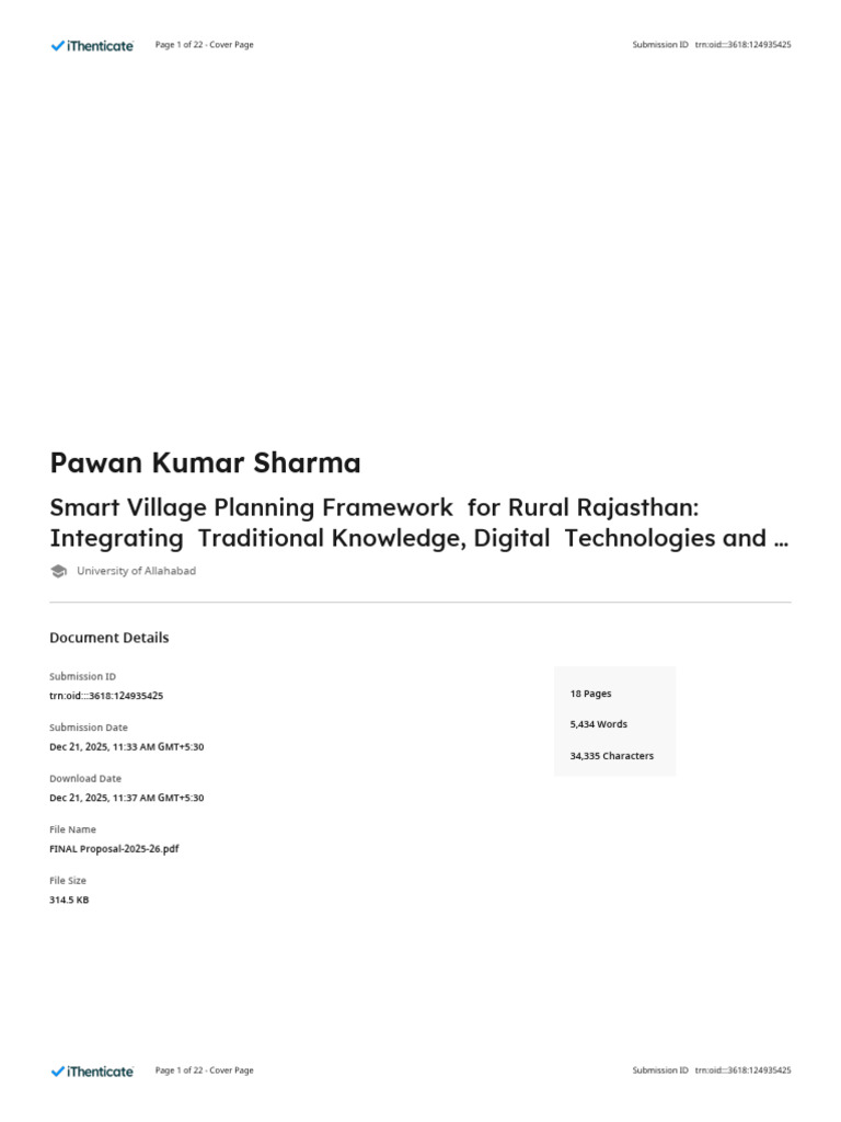 Smart Village Planning Framework For Rural Rajasthan - Integrating ...